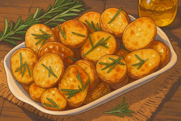 Запечённый картофель с чесноком и розмарином