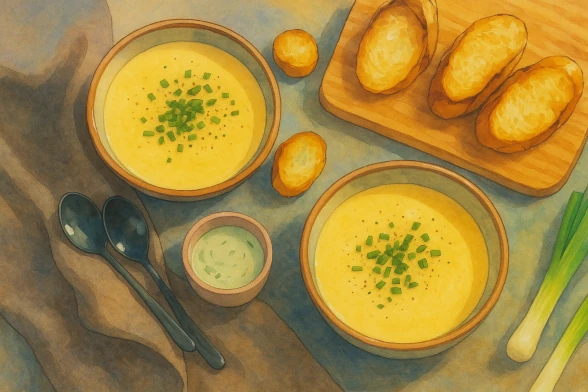 Французский суп-пюре из лука-порея и картофеля (вишисуаз)