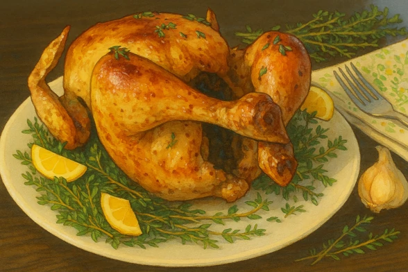 Сочная курица с лимоном, чесноком и тимьяном