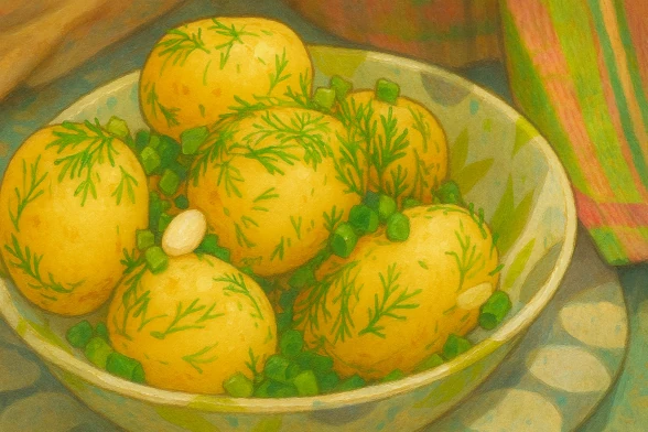 Молодой картофель с укропно-чесночным маслом