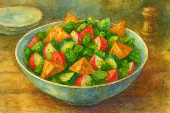 Ливанский салат фаттуш с сумахом