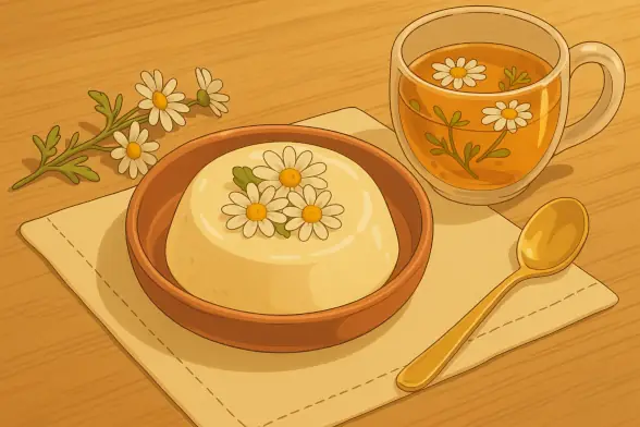 Нежный десерт на основе ароматных сливок настоянных на ромашке