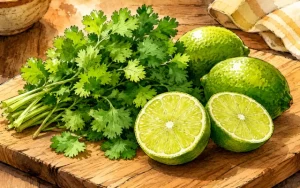 Свежая кинза, мята и лимон