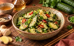 Огуречный салат с рисовым уксусом